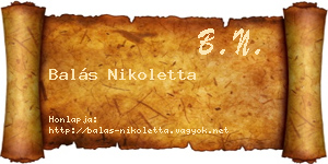 Balás Nikoletta névjegykártya